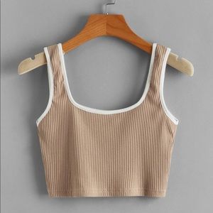 Shein plus size contrast trim rib knit tank top